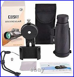Gosky Titan 12x50 High Power Prism Monocular and Quick Smartphone Holder Black