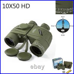 Military 10x50 Optics Binoculars Night Vision BAK4 Rangefinder Telescope&Compass