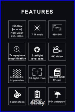 NV4300 Handheld Tactical Monocular 850nm IR Night Vision Device with Battery