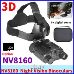 NV8160 Infrared Night Vision Binoculars 8X Zoom 4K 3D Head Mounted Goggles +32CB