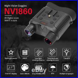 NV8160 Infrared Night Vision Binoculars 8X Zoom 4K 3D Head Mounted Goggles +32CB