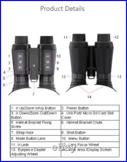 NV8300 Infrared Night Vision Binoculars 4K 3D Goggles 8X Digital Zoom Telescope