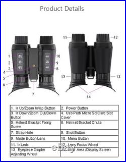 NV8300 Infrared Night Vision Binoculars 4K 3D Head Mounted Goggles 8X Zoom 300M