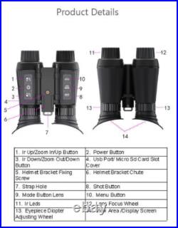 NV8300 Night Vision Binoculars 3D 1080P 4K 8X Zoom Infrared Head Mounted Goggles