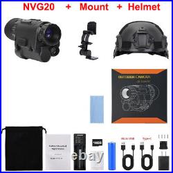 NVG20 Helmet Night Vision Monocular Wide View 40° 940nm IR WIFI Digital 16GB