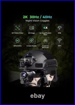NVG20 Helmet Night Vision Monocular Wide View 40° 940nm IR WIFI Digital Starligh