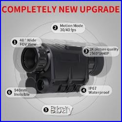NVG30 Helmet Night Vision Monocular Wide View 40° 940nm IR WIFI Digital Starligh