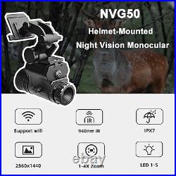 NVG50 2.5k helmet digital night vision 45°goggles scope WIFI 940nm IR monocular