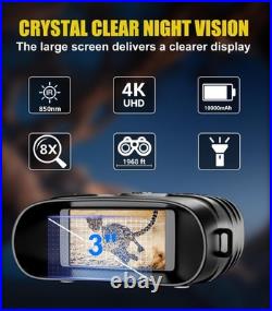 Night Vision Binoculars, 4K Full-Color Night Vision Goggles 10000mAh, 48MP 8X