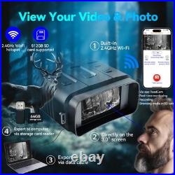Night Vision Binoculars Binoculars for Adults, 4K Video with Sound, 42MP Ph