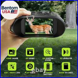 Night Vision Goggles, 112 MP 4K Night Vision Binoculars for Adults, 12X Zoom & 5