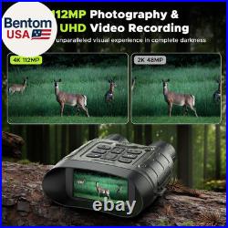 Night Vision Goggles, 112 MP 4K Night Vision Binoculars for Adults, 12X Zoom & 5