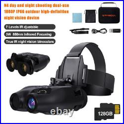 Night Vision Goggles Binoculars Digital IR Head Mounted Hunting Rechargeable