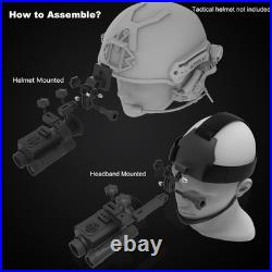 Night Vision Goggles Head or Helmet Mounted Monocular 1080P HD Photo Black
