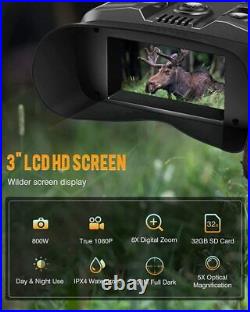 Night Vision Googles 1080P 500M 10X Full Dark Binocular Monocular 3400mAh IPX4