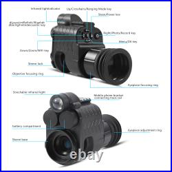 Night Vision Monocular 850nm Laser IR Optics Rifle Scope Hunting Camera Recorder