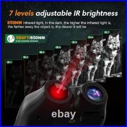 US Head Mounted 3D Night Vision Goggles 5X Zoom 850nm Infrared Binoculars Camera