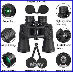 Unclehu 20X50 High Power Binoculars for Adults with Low Light Night Vision, Comp