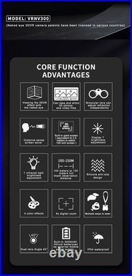 VRNV300 3D IR Night Vision Binoculars 4K UHD 6x Digital Zoom Camera Head Mounted