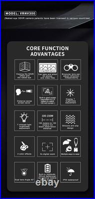 VRNV300 3D IR Night Vision Binoculars 4K UHD 6x Digital Zoom Camera Head Mounted