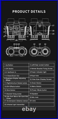 VRNV300 3D IR Night Vision Binoculars 4K UHD 6x Digital Zoom Camera Head Mounted