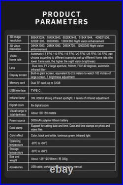 VRNV300 3D IR Night Vision Binoculars 4K UHD 6x Digital Zoom Camera Head Mounted