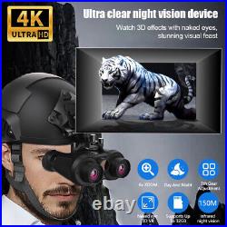 VRNV300 Infrared Night Vision Binoculars 4K 3D Head Mounted Goggles 6X Zoom 300M