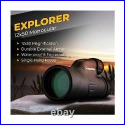 Wingspan Optics Explorer High Powered 12X50 Monocular. Bright and Clear. Sing